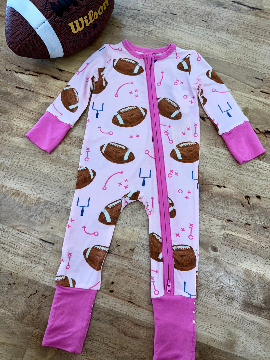 Pink Football 2-way Zipper Pajamas