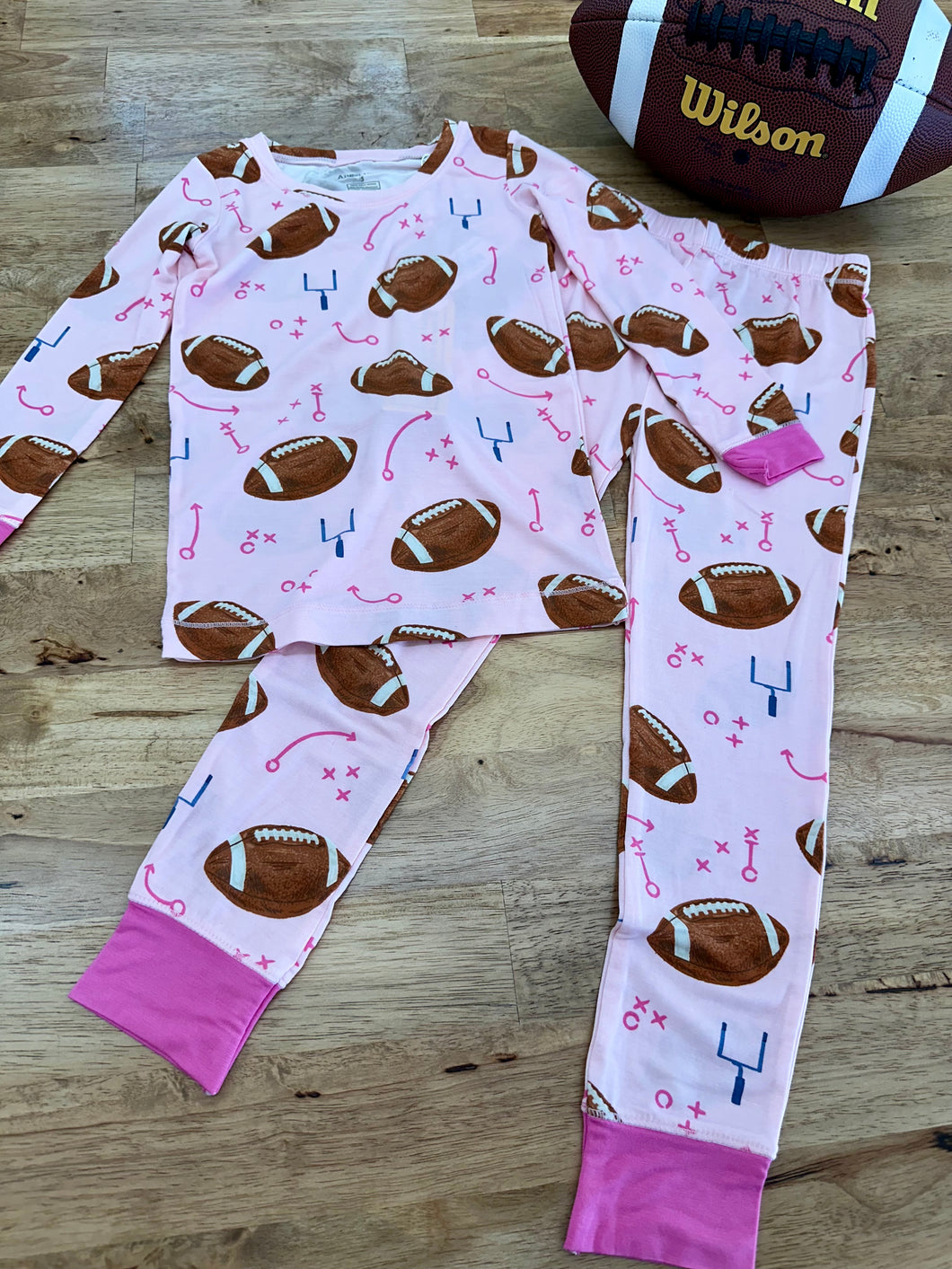 Pink Football Pajama Set