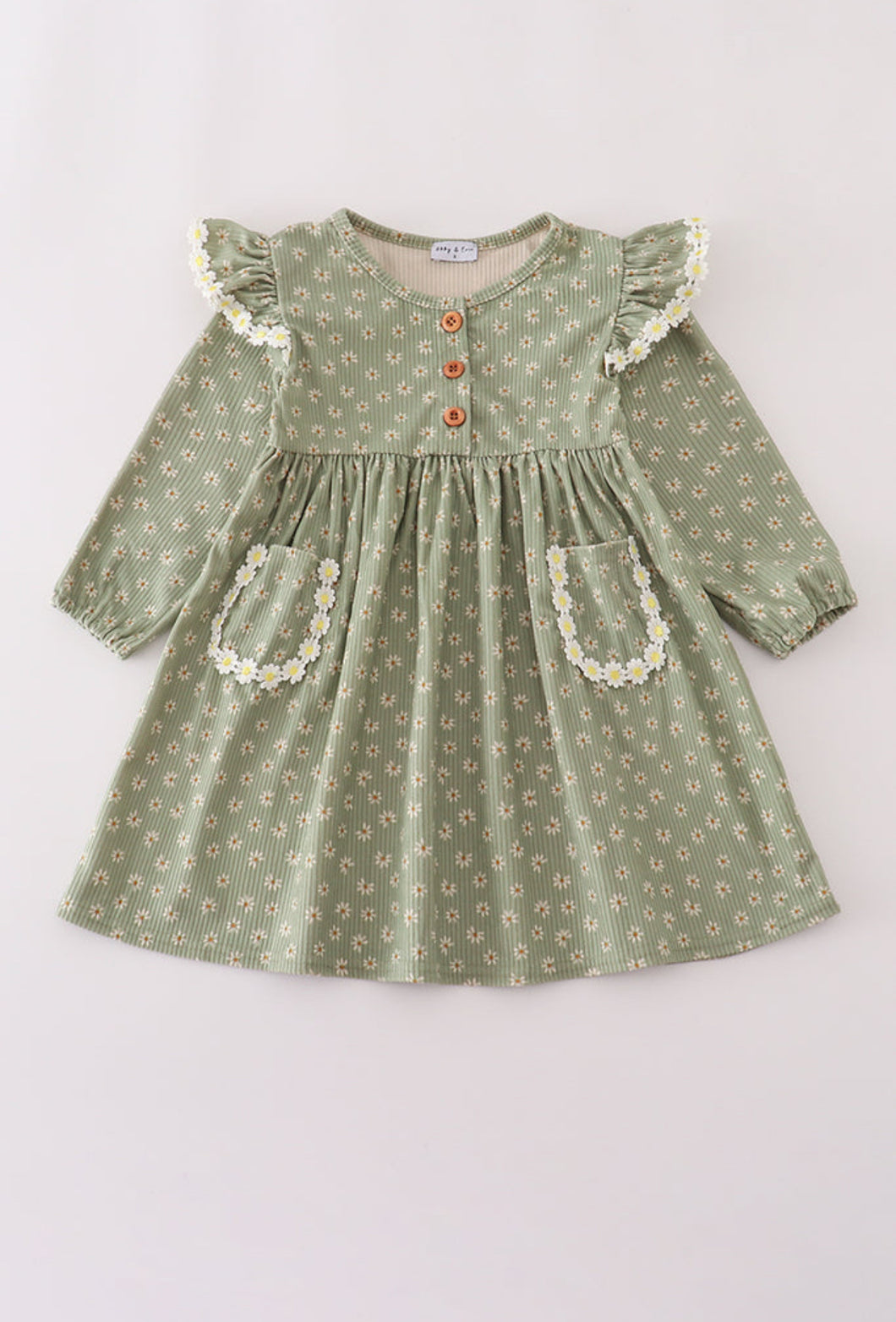 Green Floral Ruffle Dress