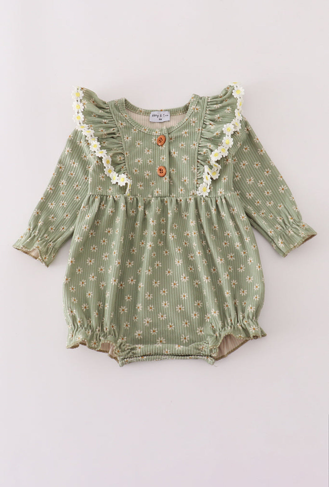 Green Floral Ruffle Bubble