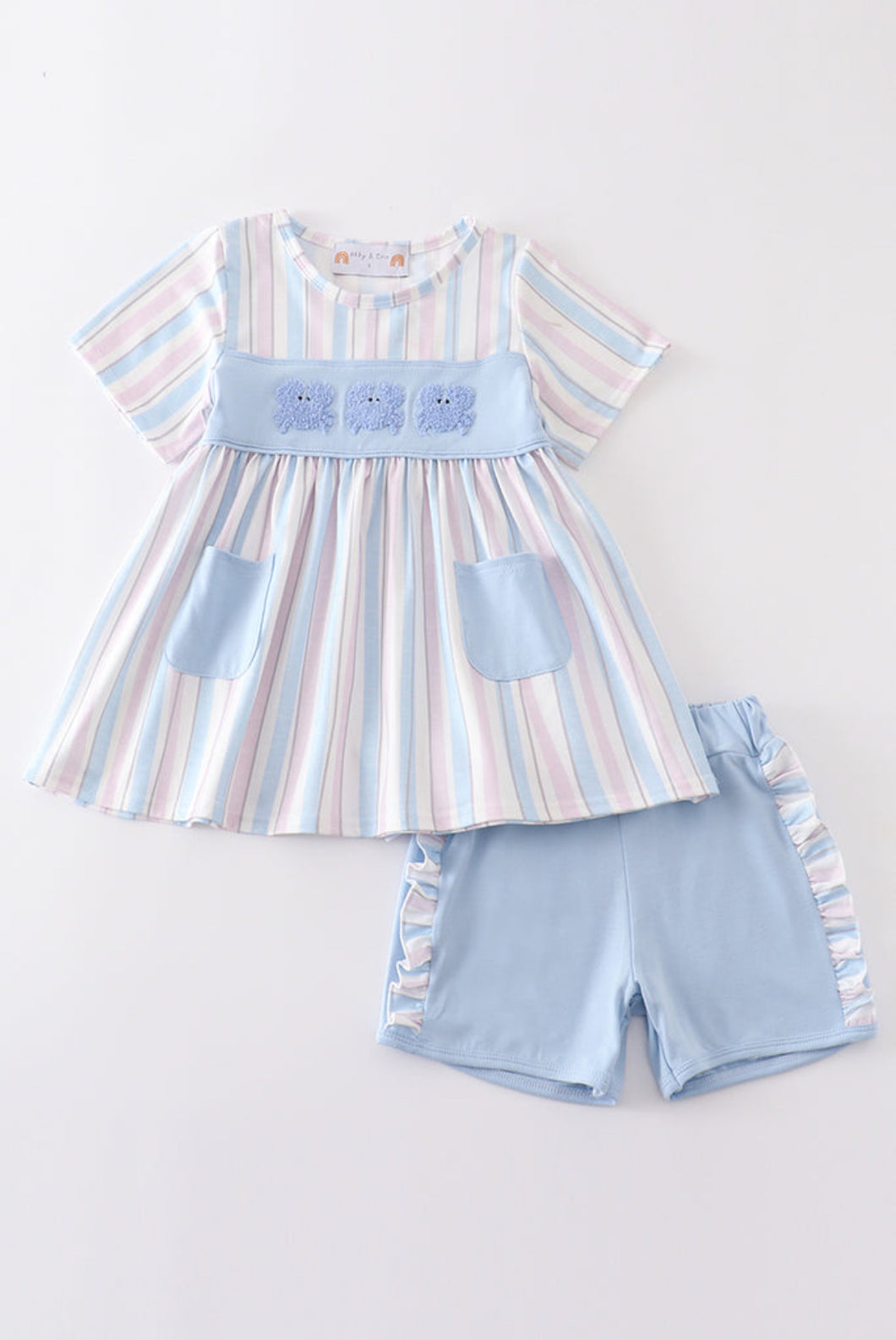 Crab Stripe Ruffle Short Set