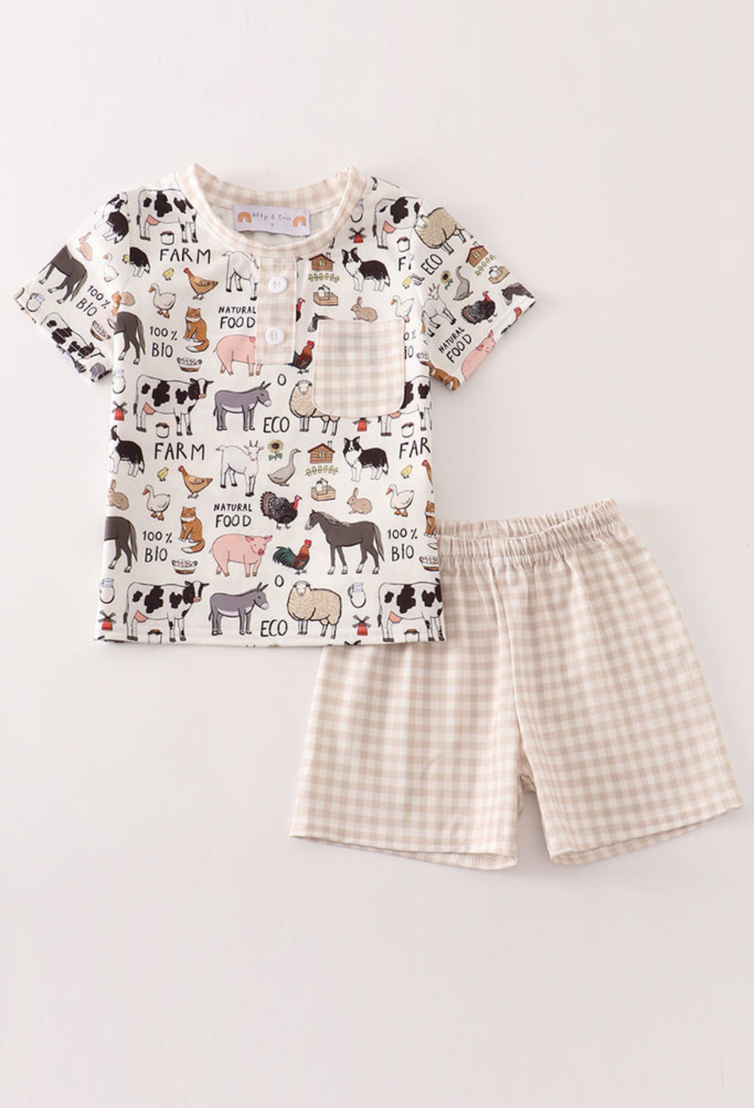 Beige Farm Short Set