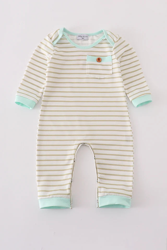 Khaki Strip Romper