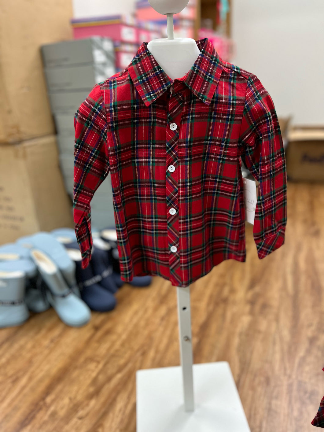 Red and Green Tartan Button Up