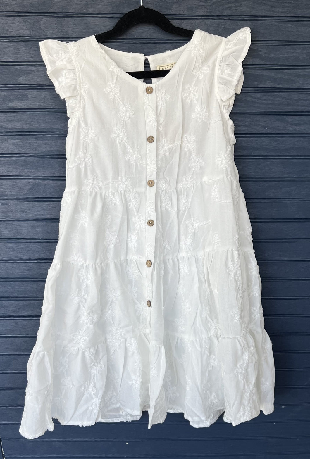 White Tiered Flutter Sleeve Dress