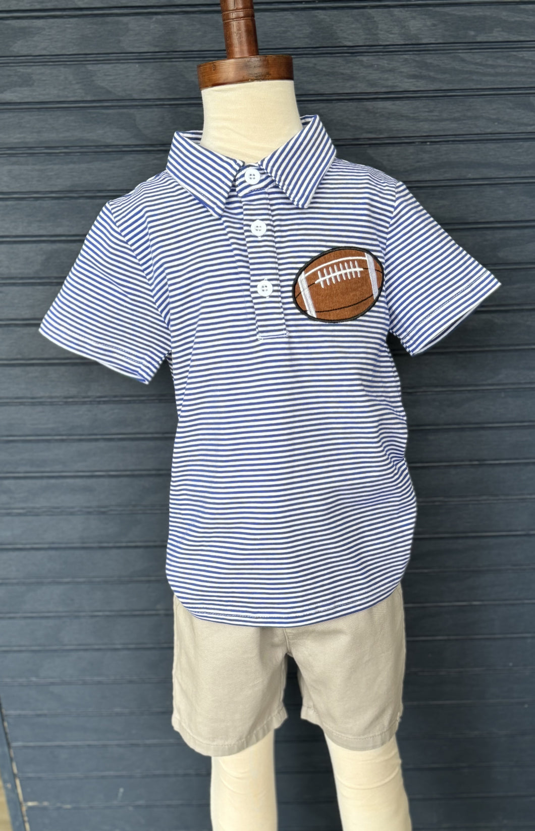 Blue Striped Football Polo