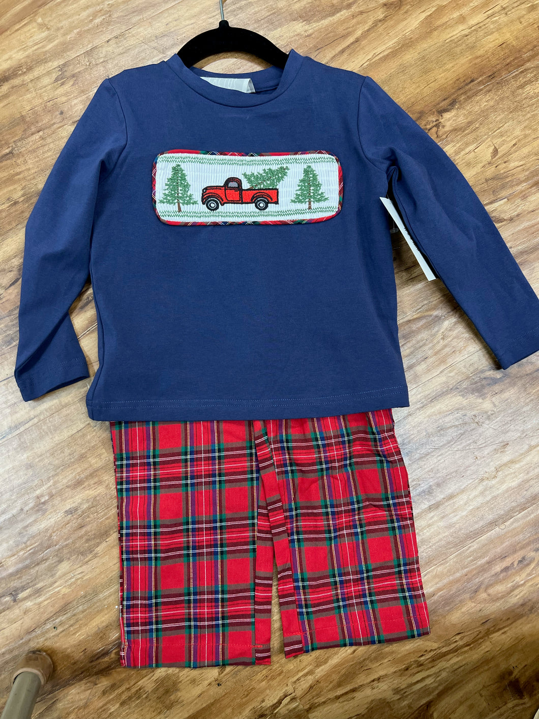 Navy & Red Christmas Truck Boys Outfit