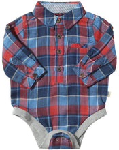 Load image into Gallery viewer, Jasper Woven Onesie - China/Rust Plaid
