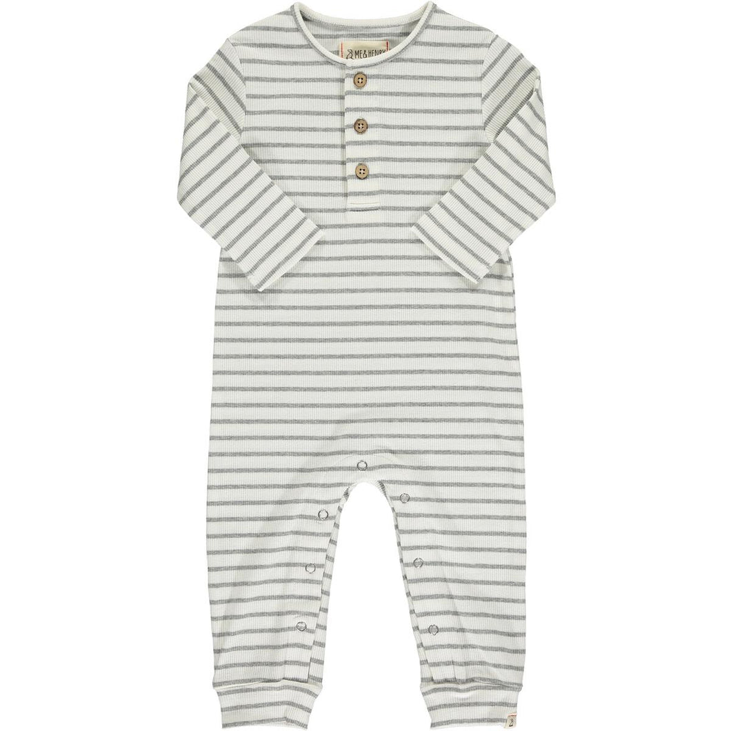 Mason Rib Romper - Cream/Gray Stripe