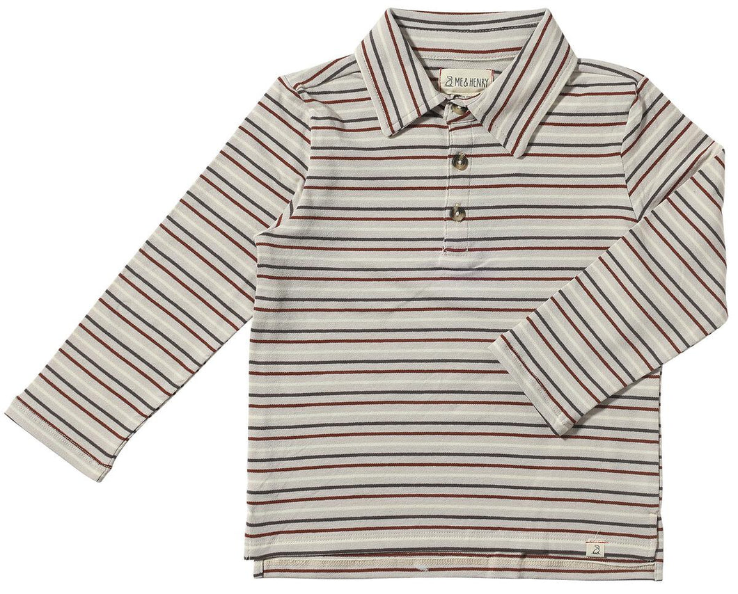 Midway Polo - Grey/Brown/Black Stripe