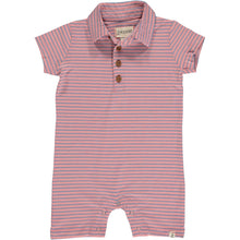 Load image into Gallery viewer, Blue &amp; Pink Stripe Polo Romper
