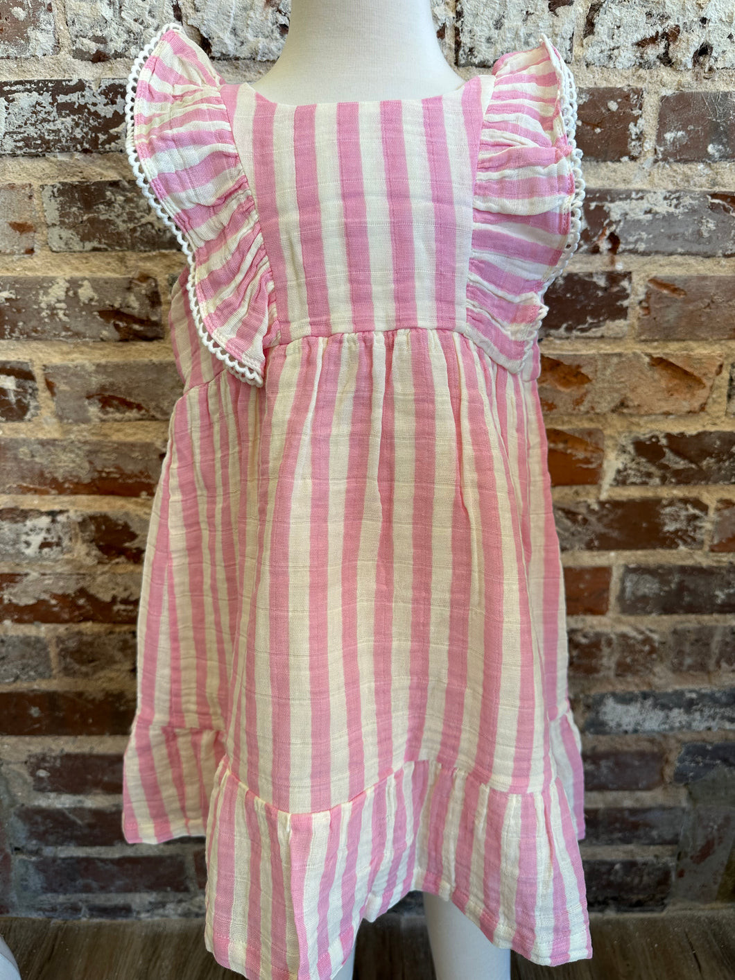 Pink Stripe Picot Dress