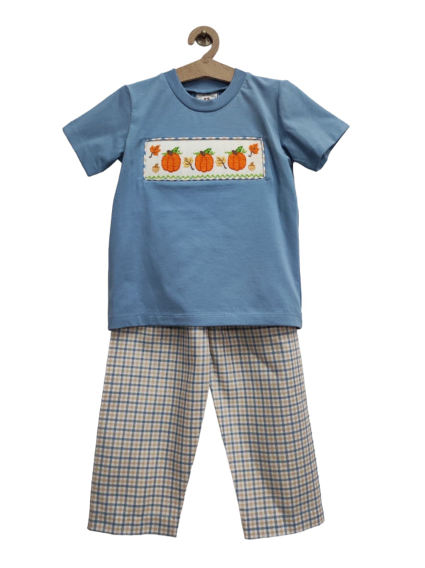 Smocked Pumpkin Pant Set - Boys