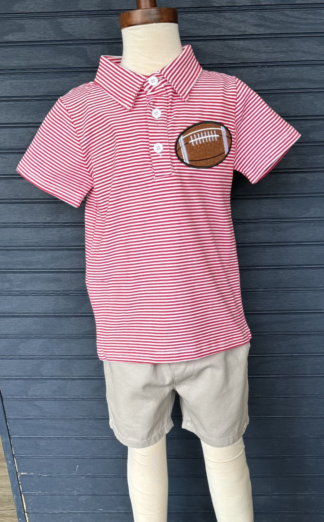 Red Striped Football Polo