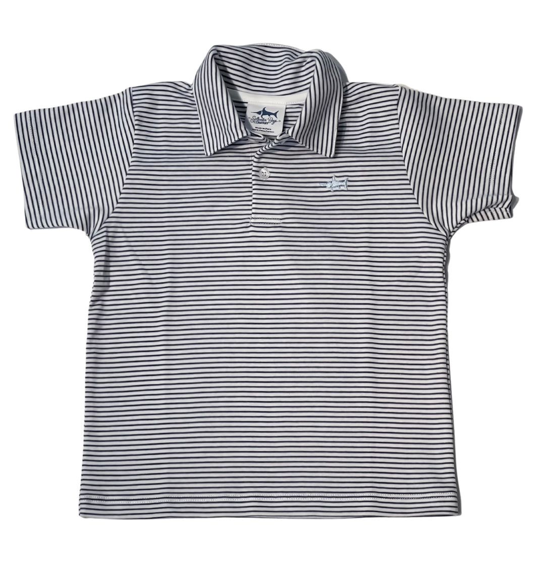 Pima Polo - Navy/White Stripe