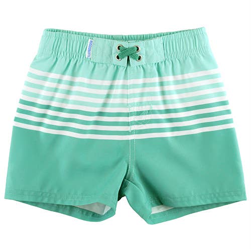 Ocean Teal Stripe Swim Trunks