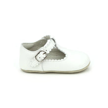Load image into Gallery viewer, Elodie Girls Scalloped T-Strap Mary Jane Crib Shoe (Infant) - White
