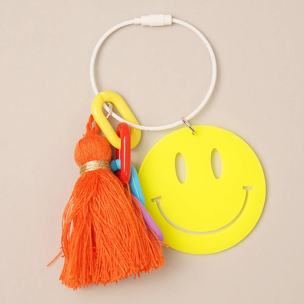 Smiley Face Tassel Keychain Bag Charms