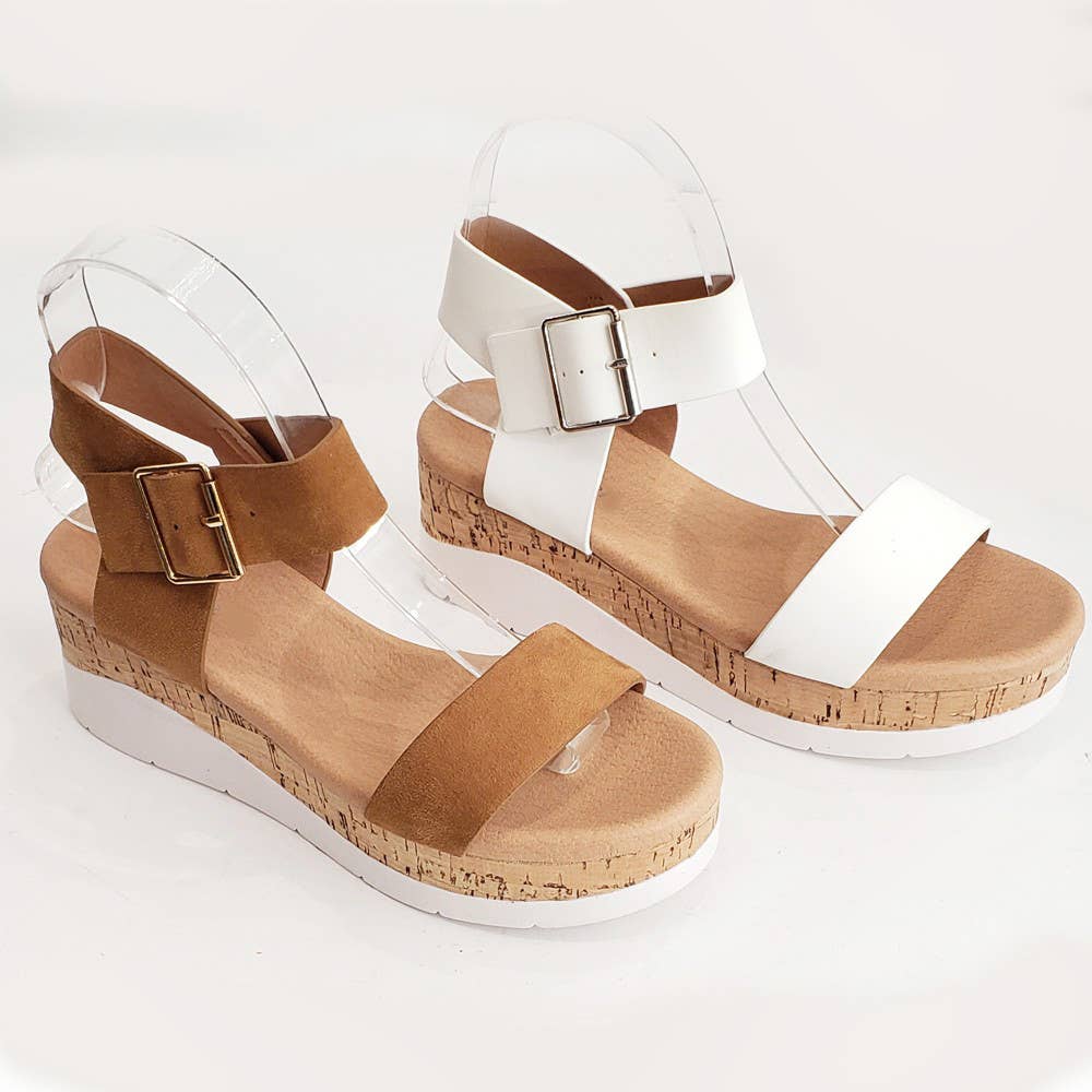 Classic Strap Wedge Sandal - White