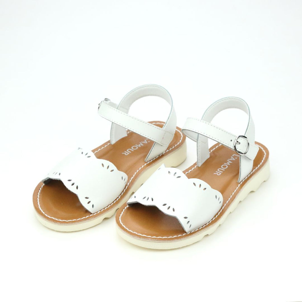 Ella Scalloped Sandal - White