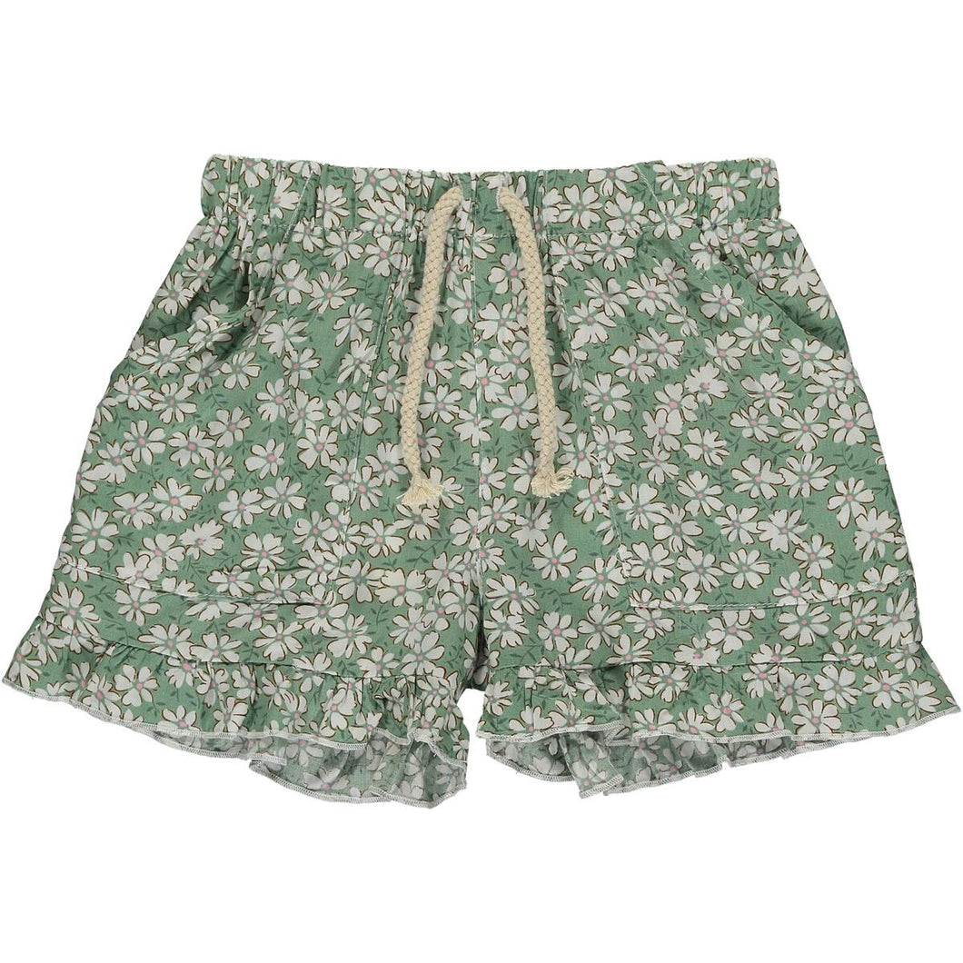 Brynlee Ruffle Shorts - Green Daisy