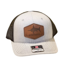 Load image into Gallery viewer, Saltwater Boys Co. Leather Logo Hat - Grey/Black
